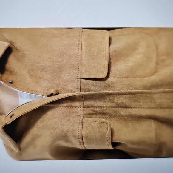 NWT Max Studio Utilatarian Zip/Button Closure Faux Suede Jacket XL Camel - Picture 3 of 14